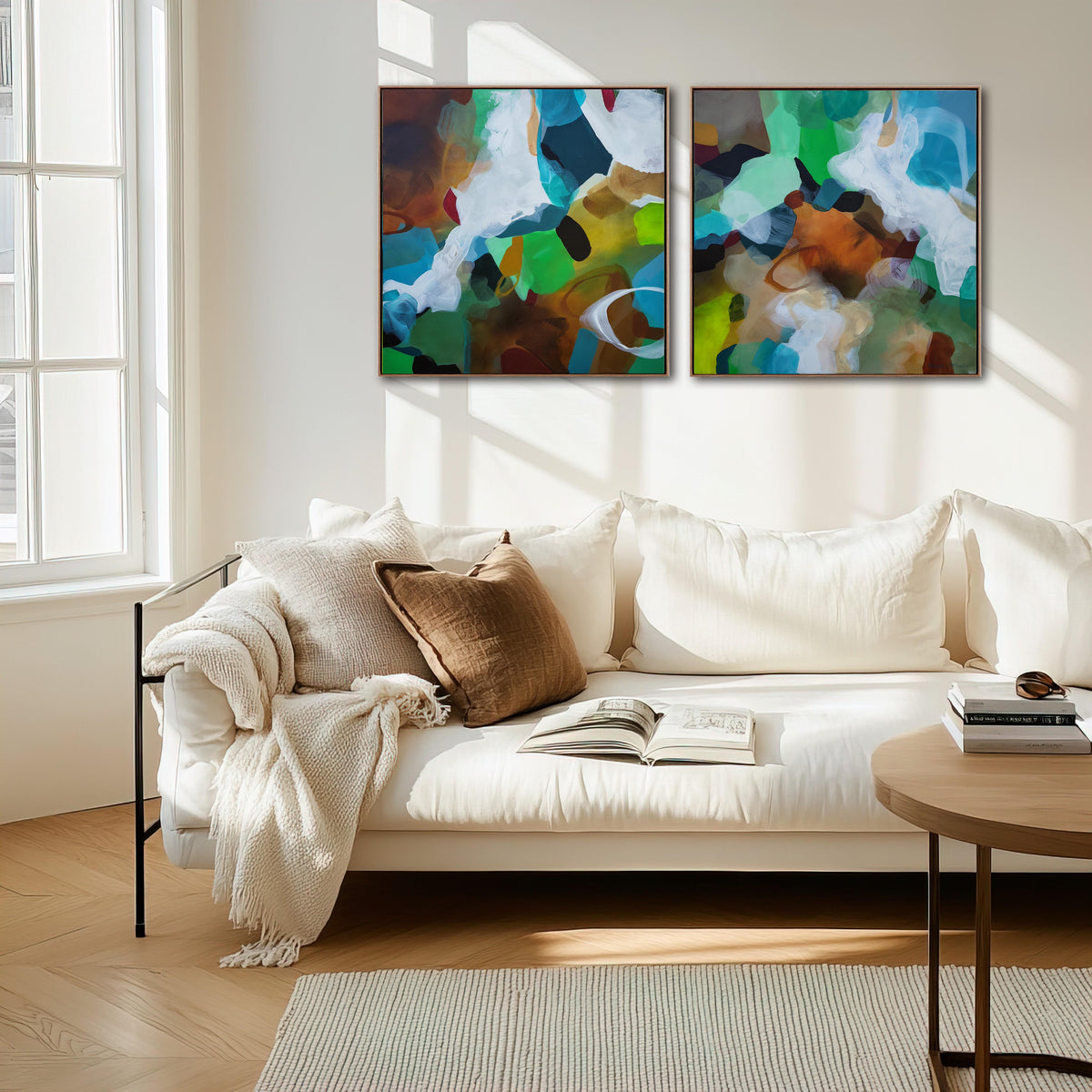 Moss & Marine I & II Diptych (Pair) - Framed Canvas Print