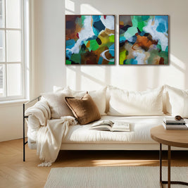 Moss & Marine I & II Diptych (Pair) - Framed Canvas Print