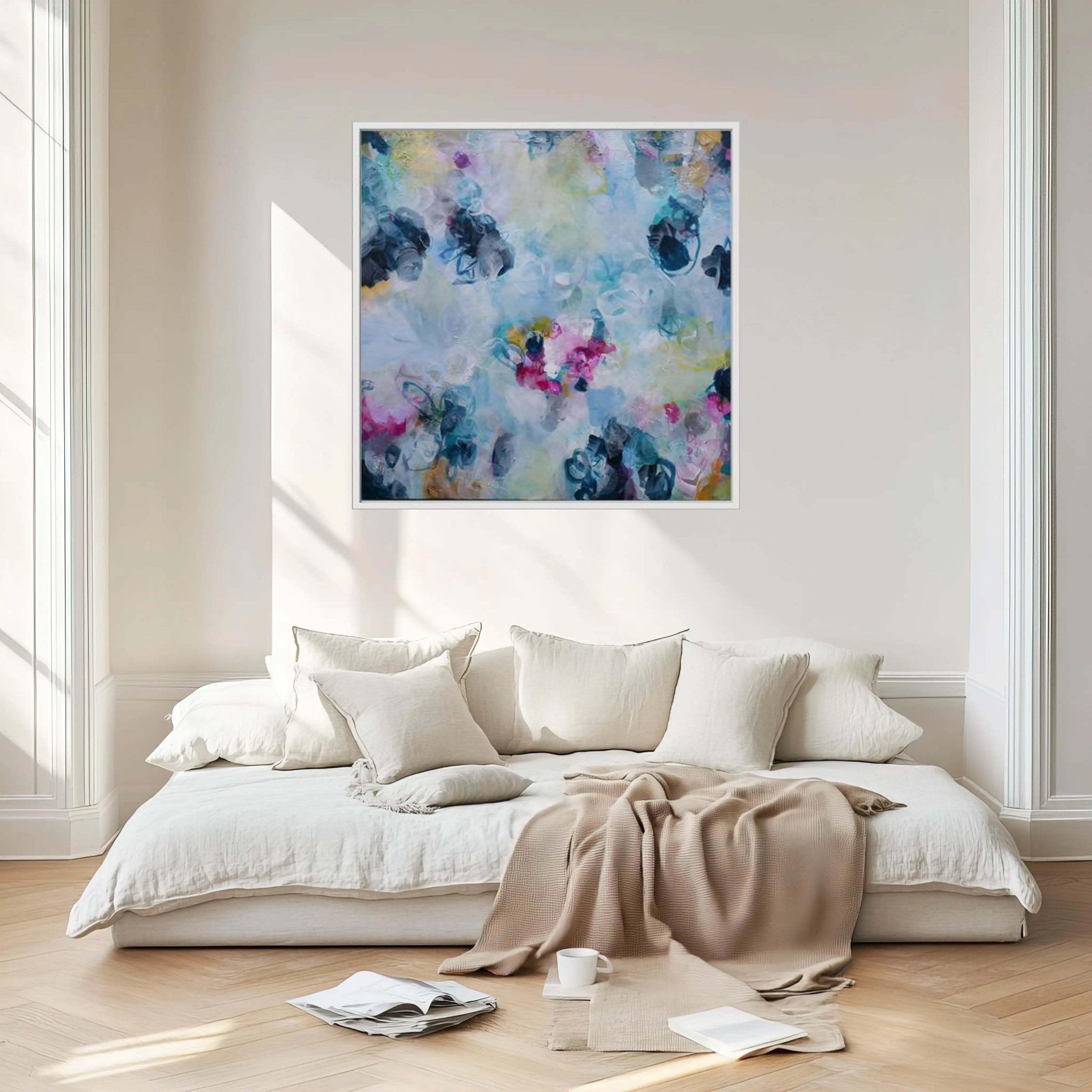 Petunia Blooms - Framed Canvas Print by Susan Wooler