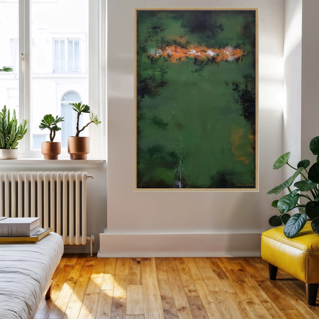 Green Echoes - Framed Canvas Print by Susan Wooler