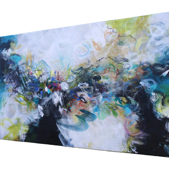 Abstract painting with a variety of colors on a white background