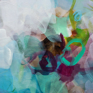 Colorful floral inspired Painting with floral patterns in various colors.