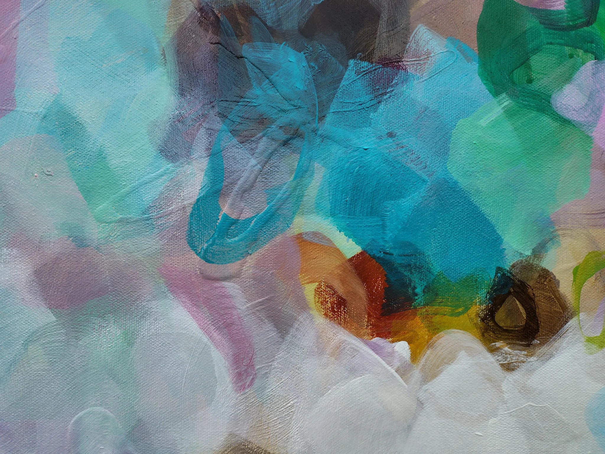 Abstract art with colorful brush strokes on a textured surface