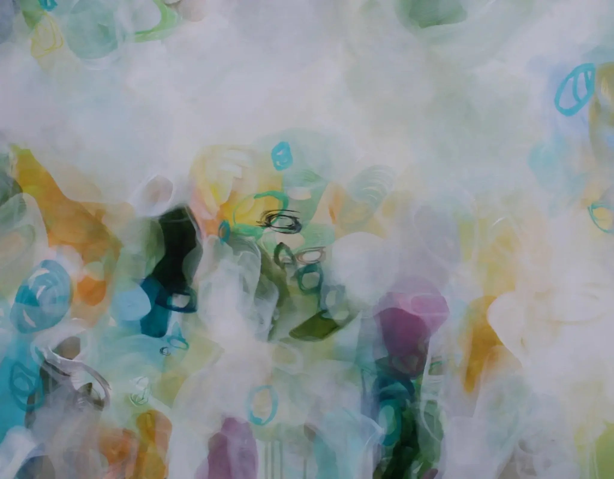 Colorful abstract pattern with watercolor effects on a white background