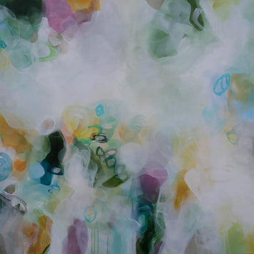Colorful abstract pattern with a circular arrangement of shapes and colors.
