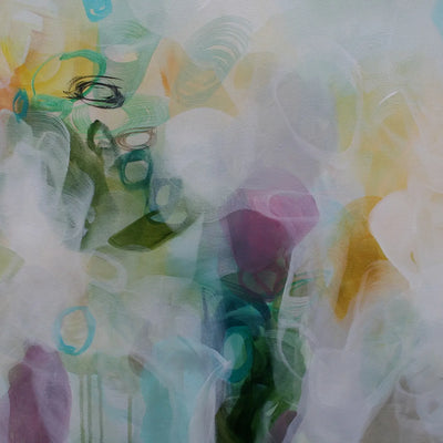 Abstract art with colorful inkblots on a white background