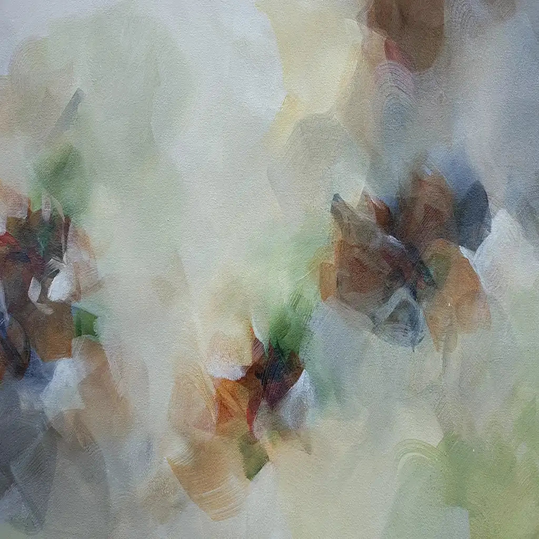 Abstract art with soft, blended colors on a light background