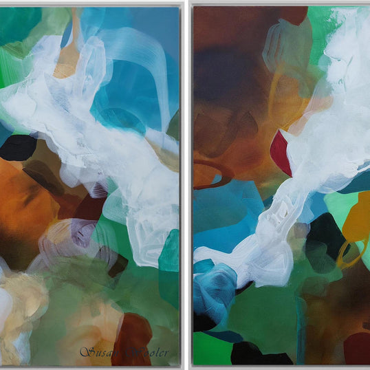 Moss & Marine I & II Diptych (Pair) - Framed Canvas Print