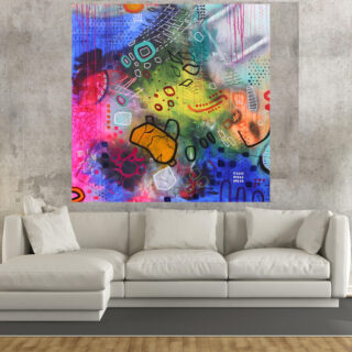 Its a Topsy Turvy World 90 x 90 cm